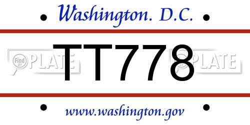 TT778 District Of Columbia License Plate