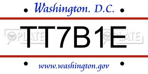 TT7B1E District Of Columbia License Plate