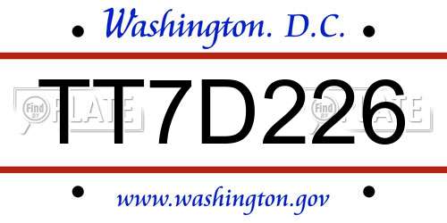 TT7D226 District Of Columbia License Plate