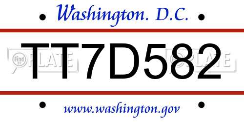 TT7D582 District Of Columbia License Plate