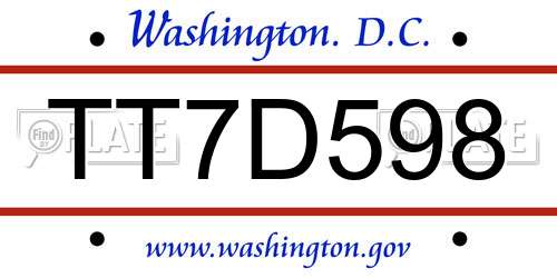 TT7D598 District Of Columbia License Plate