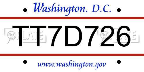 TT7D726 District Of Columbia License Plate