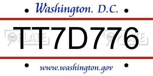 TT7D776 District Of Columbia License Plate