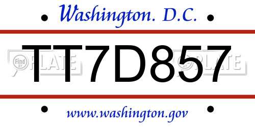 TT7D857 District Of Columbia License Plate