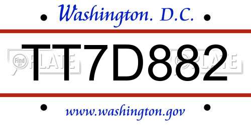 TT7D882 District Of Columbia License Plate