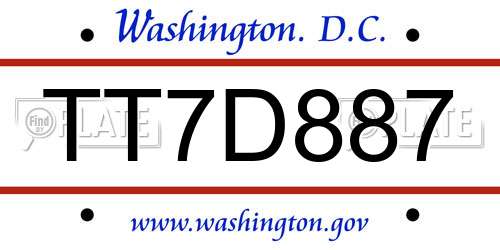 TT7D887 District Of Columbia License Plate