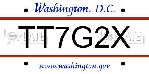 TT7G2X District Of Columbia License Plate