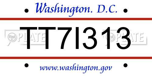 TT7I313 District Of Columbia License Plate