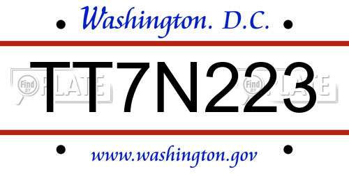 TT7N223 District Of Columbia License Plate