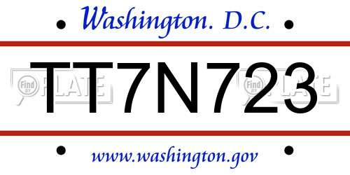 TT7N723 District Of Columbia License Plate