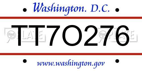 TT7O276 District Of Columbia License Plate