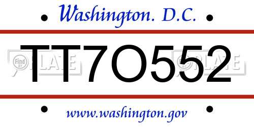 TT7O552 District Of Columbia License Plate