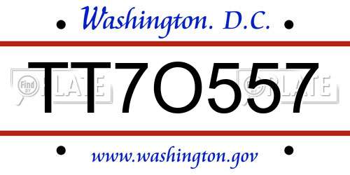 TT7O557 District Of Columbia License Plate
