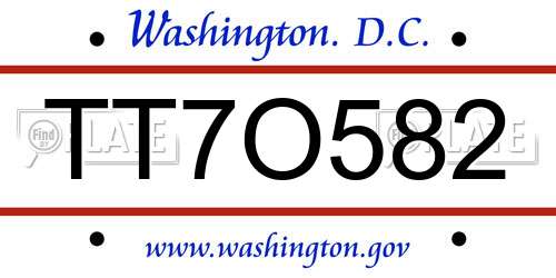 TT7O582 District Of Columbia License Plate