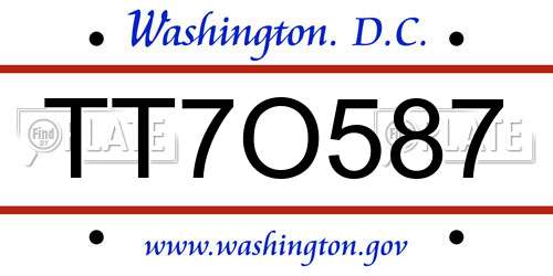TT7O587 District Of Columbia License Plate
