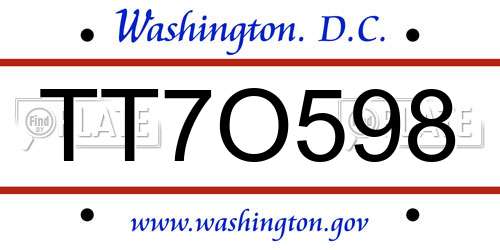 TT7O598 District Of Columbia License Plate