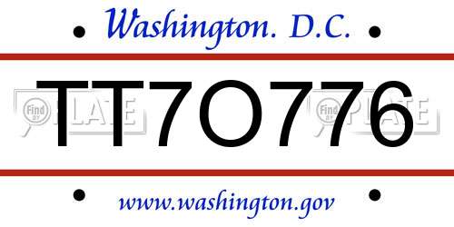 TT7O776 District Of Columbia License Plate