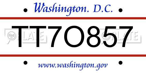 TT7O857 District Of Columbia License Plate