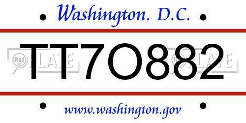 TT7O882 District Of Columbia License Plate