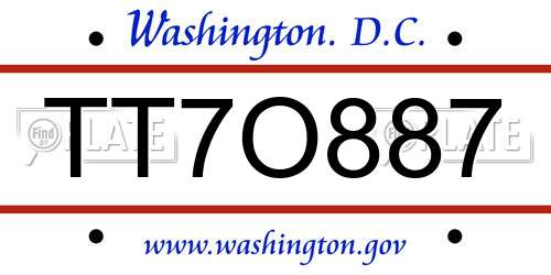 TT7O887 District Of Columbia License Plate