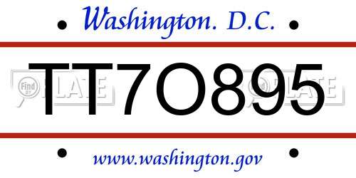 TT7O895 District Of Columbia License Plate