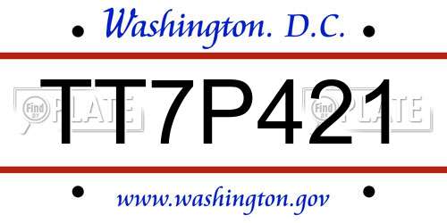 TT7P421 District Of Columbia License Plate