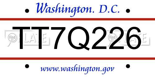 TT7Q226 District Of Columbia License Plate