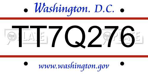 TT7Q276 District Of Columbia License Plate