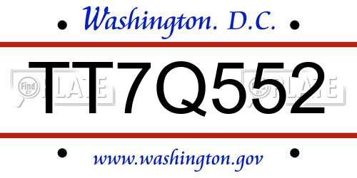TT7Q552 District Of Columbia License Plate