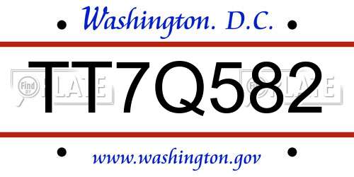 TT7Q582 District Of Columbia License Plate
