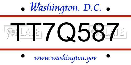 TT7Q587 District Of Columbia License Plate