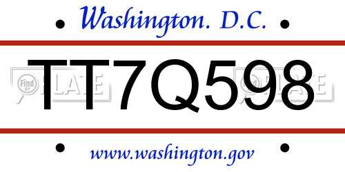 TT7Q598 District Of Columbia License Plate