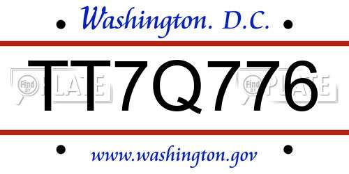 TT7Q776 District Of Columbia License Plate