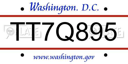 TT7Q895 District Of Columbia License Plate