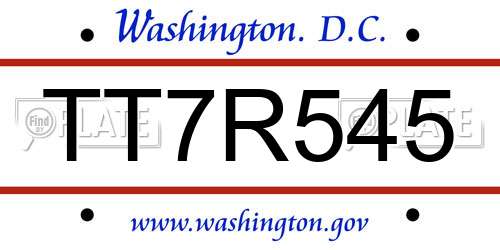 TT7R545 District Of Columbia License Plate