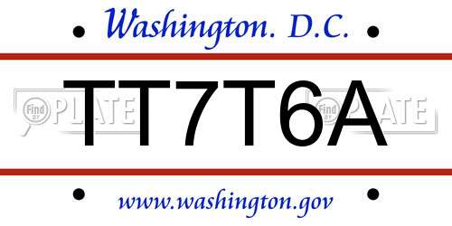 TT7T6A District Of Columbia License Plate