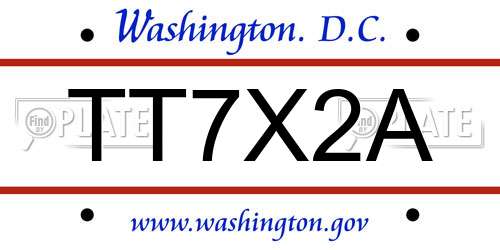 TT7X2A District Of Columbia License Plate