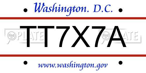 TT7X7A District Of Columbia License Plate