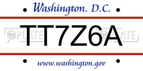 TT7Z6A District Of Columbia License Plate