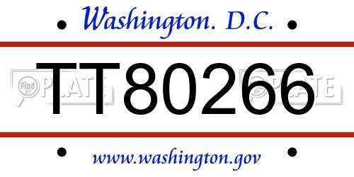 TT80266 District Of Columbia License Plate