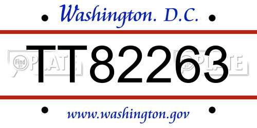 TT82263 District Of Columbia License Plate
