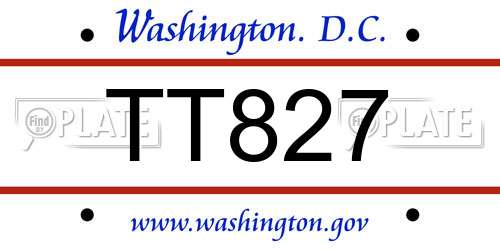 TT827 District Of Columbia License Plate