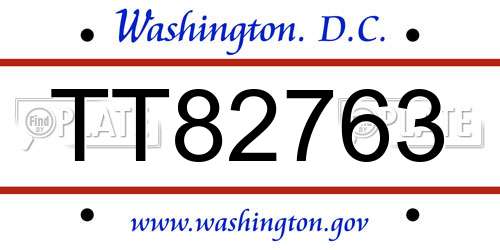 TT82763 District Of Columbia License Plate