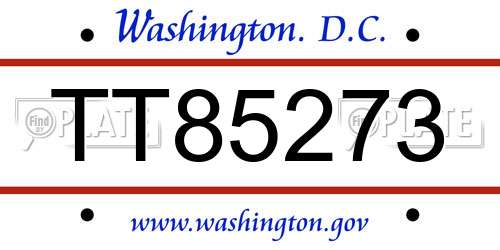 TT85273 District Of Columbia License Plate