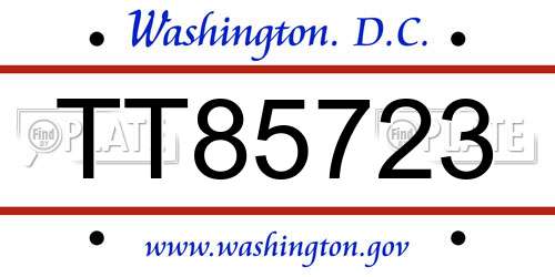 TT85723 District Of Columbia License Plate