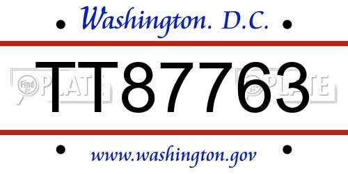 TT87763 District Of Columbia License Plate