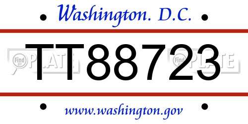 TT88723 District Of Columbia License Plate