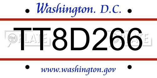 TT8D266 District Of Columbia License Plate