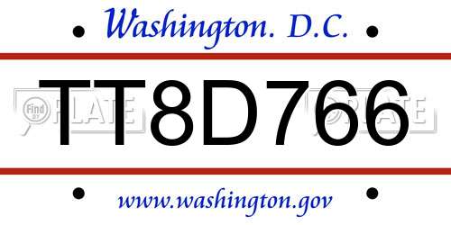 TT8D766 District Of Columbia License Plate
