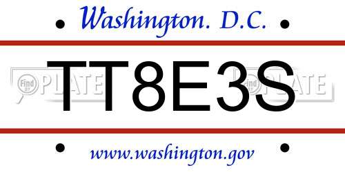 TT8E3S District Of Columbia License Plate